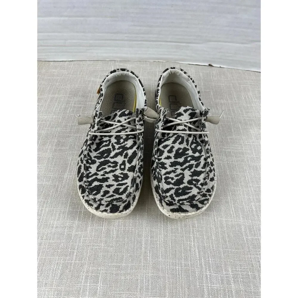 Hey Dude Shoes Wendy Woven Cheetah‎ Gray Womens Sz 7